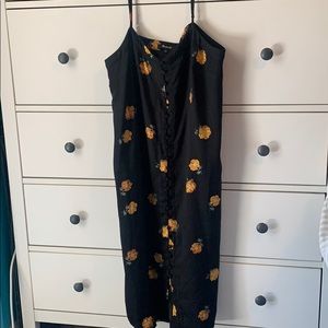 Madewell Black  Dress with Yellow Floral Pattern